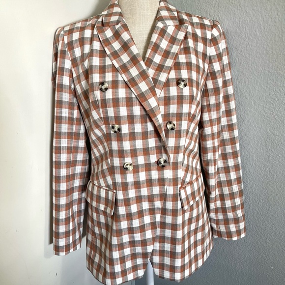 Nine West Women’s Brown and White Checkered Blazer - Picture 2 of 12